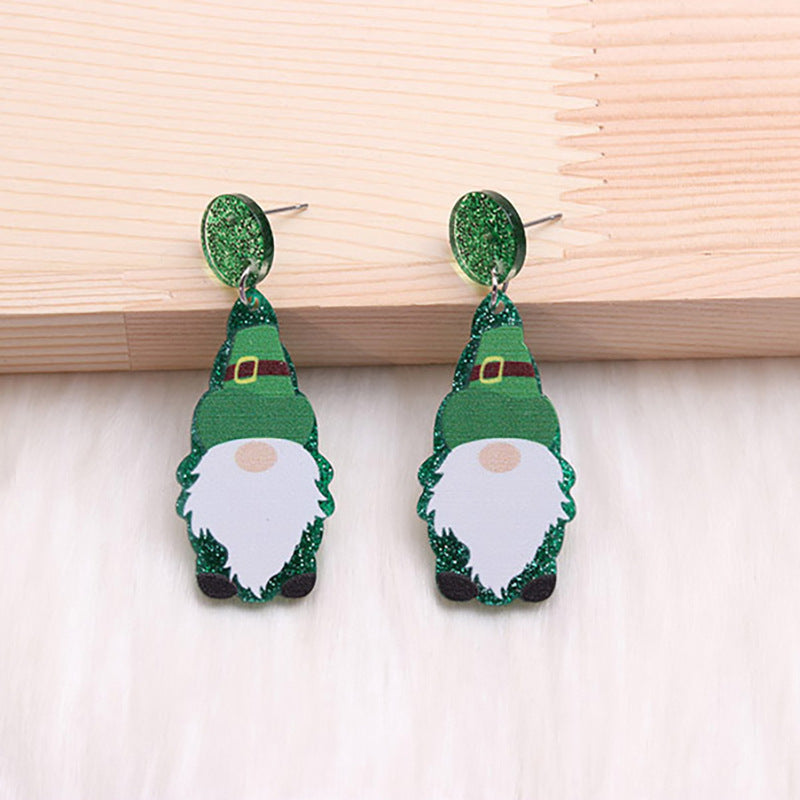 Wholesale St. Patrick's Sweater Dwarf Acrylic Earrings